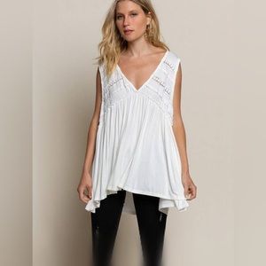 POL White Babydoll Sleeveless Tank